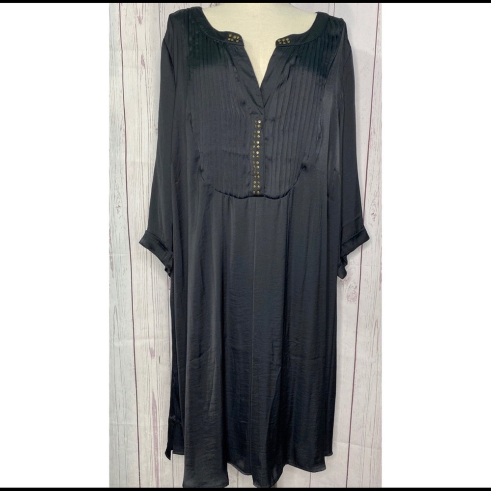 Ellos 2x Satin Pleated Roll Sleeve Midi Dress
